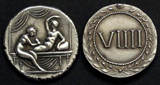 Roman Erotic Spintriae VIIII, Tin Replica Roman Erotic Spintriae VIIII, Tin Replica